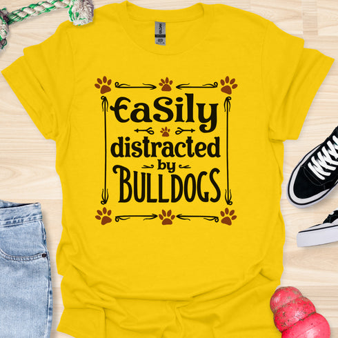 Easily distracted by bulldogs - V4 - Vintage Poster T-Shirt